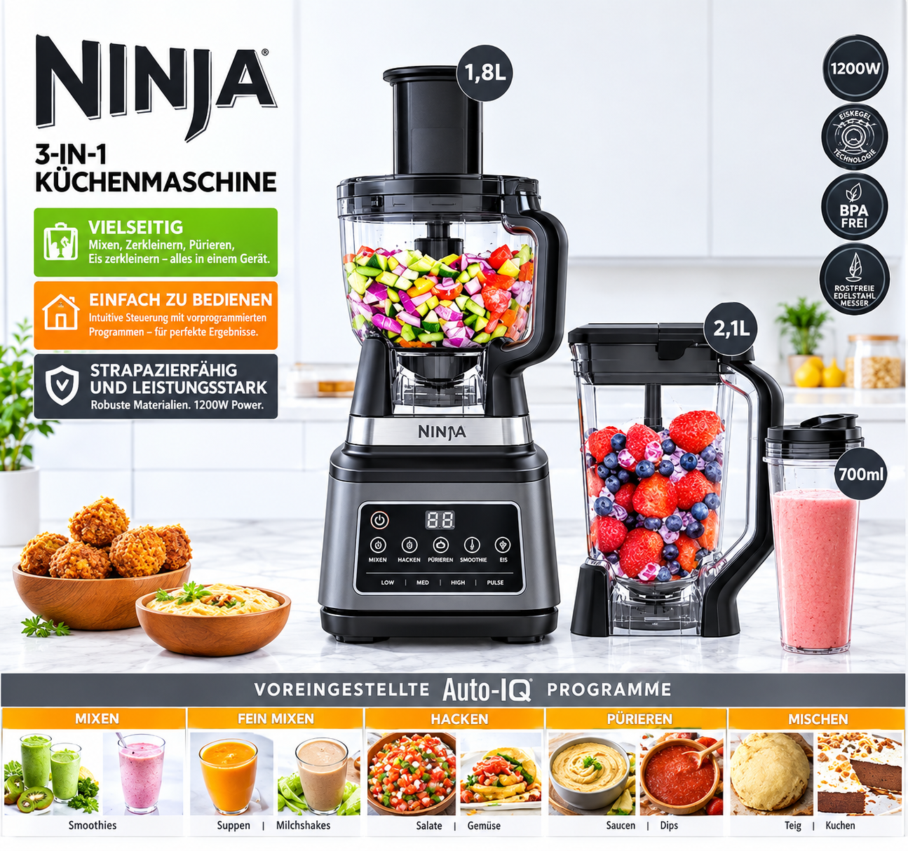 Robot Culinaire 3 en 1 Auto-IQ